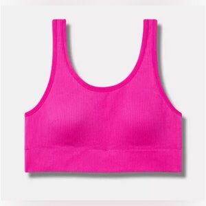 #x850 - Torrid Lightly Lined Seamless Rib Scoop Neck Bralette Candy Pop Pink